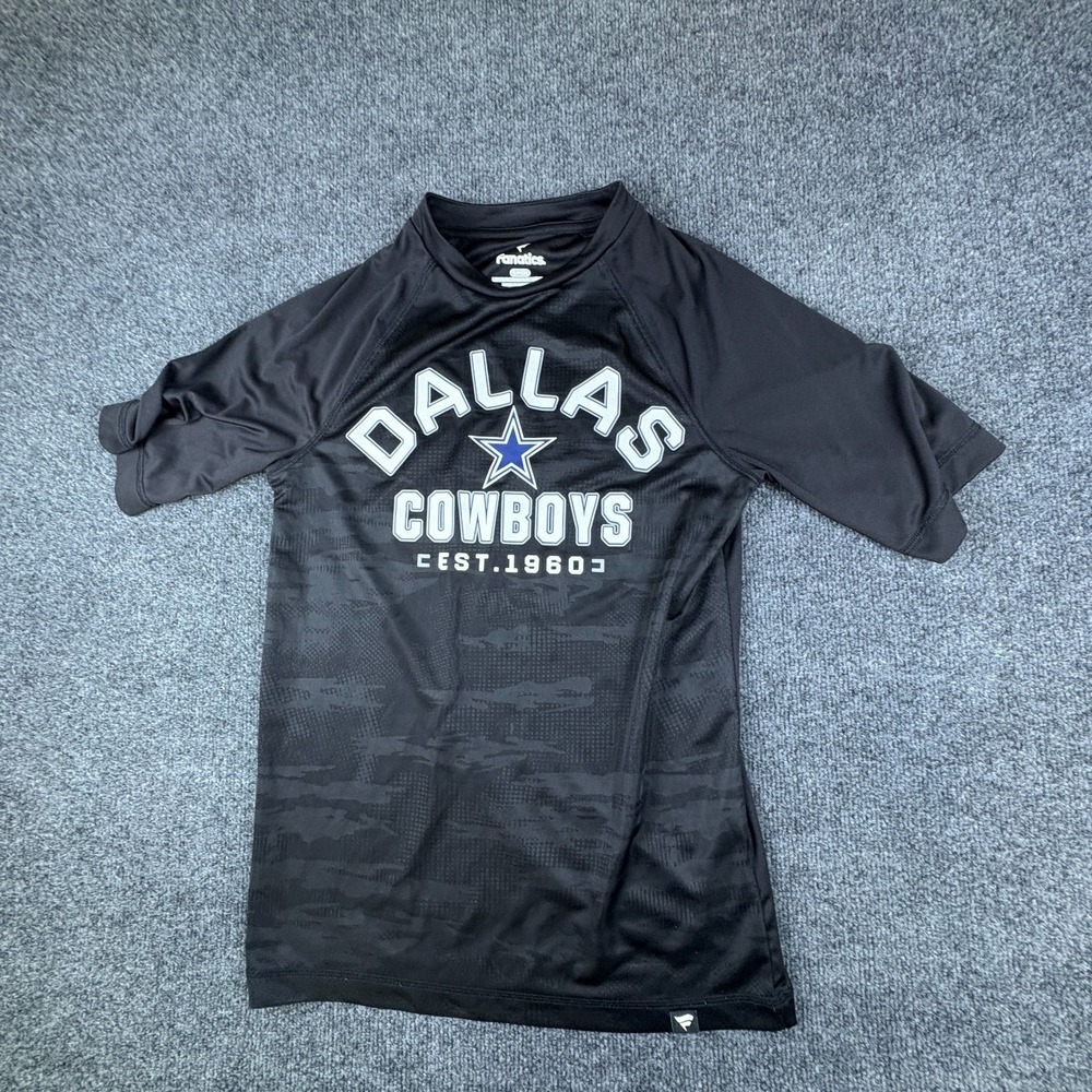 Fanatics Dallas Cowboys Football NFL T Shirt Mens Small Black Camo Raglan Sleeve